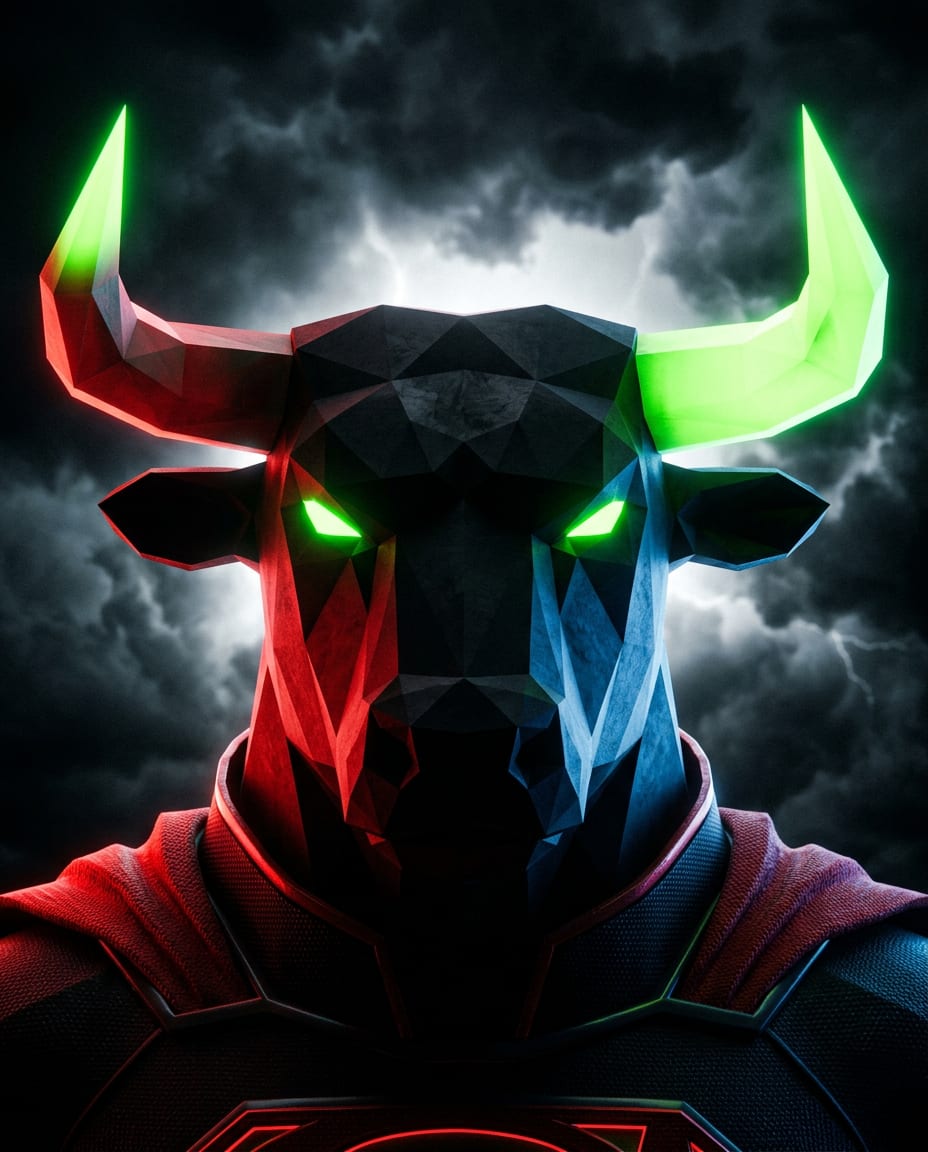 Close-up of $SUPERANSEM under red and blue light
